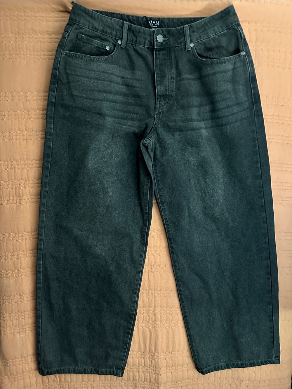 Boohoo Dark Teal Straight-Leg Men’s Jeans